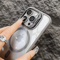 Luxury Magnetic Metal Lens Bumper Protection Case For iPhone 17 16 15 14 13 12 11 Pro Max Funda Wireless Charge Hard Clear Cover