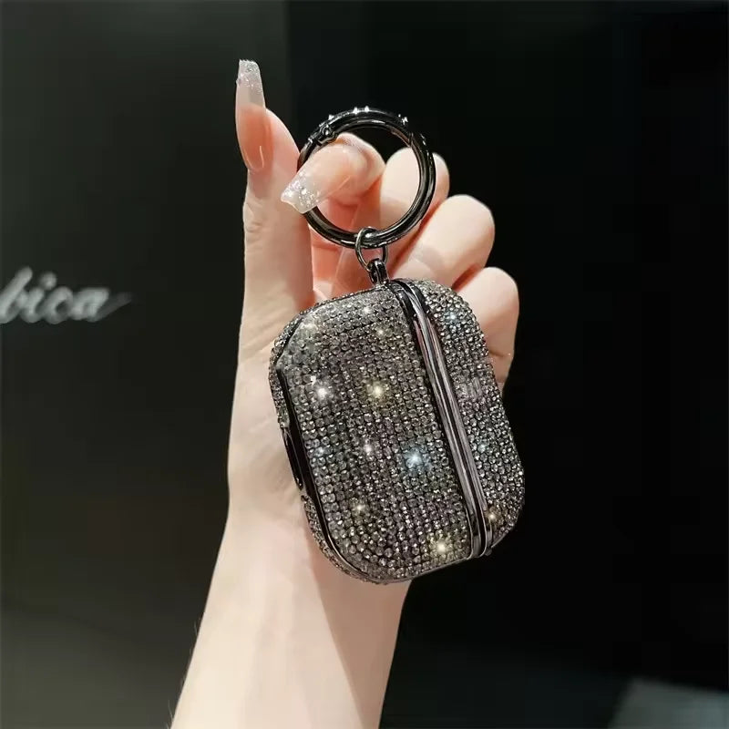 Plated Sparkling Diamond Bluetooth Headphone Case for Apple AirPods 1 3 4th Gen Pro2 Keychain Shockproof Earphone Cover